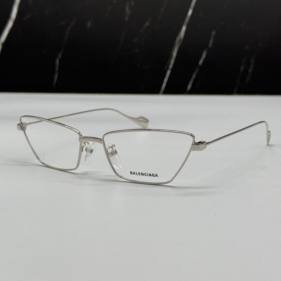 NEW BALENCIAGA BB0091O 002 CAT EYE SILVER WOMEN EYEGLASSES BALENCIAGA - Picture 2 of 8